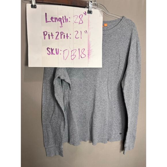 Hugo Boss Henley Shirt Mens L Gray Cotton Long Sleeve Casual Comfort Cozy Orange - Picture 11 of 16